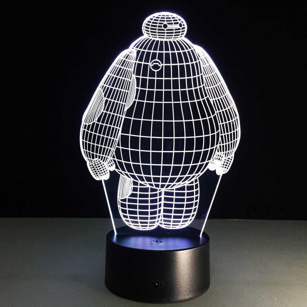 Hero Cartoon Baymax 3D Lamp Night Light USB LED Lighting Mulitcolor Holiday Souvenirs Luminaria Kids Toys Table luminaria AW-176
