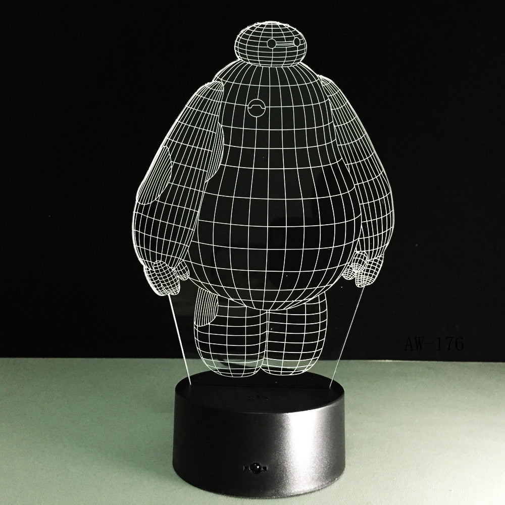 Hero Cartoon Baymax 3D Lamp Night Light USB LED Lighting Mulitcolor Holiday Souvenirs Luminaria Kids Toys Table luminaria AW-176
