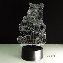 3D Honey Winnie Bear LED Night Light Bulb Decoration Light Kid Gift Cartoon Novelty Atmosphere Touch Mood Table Lamp Lava AW-179