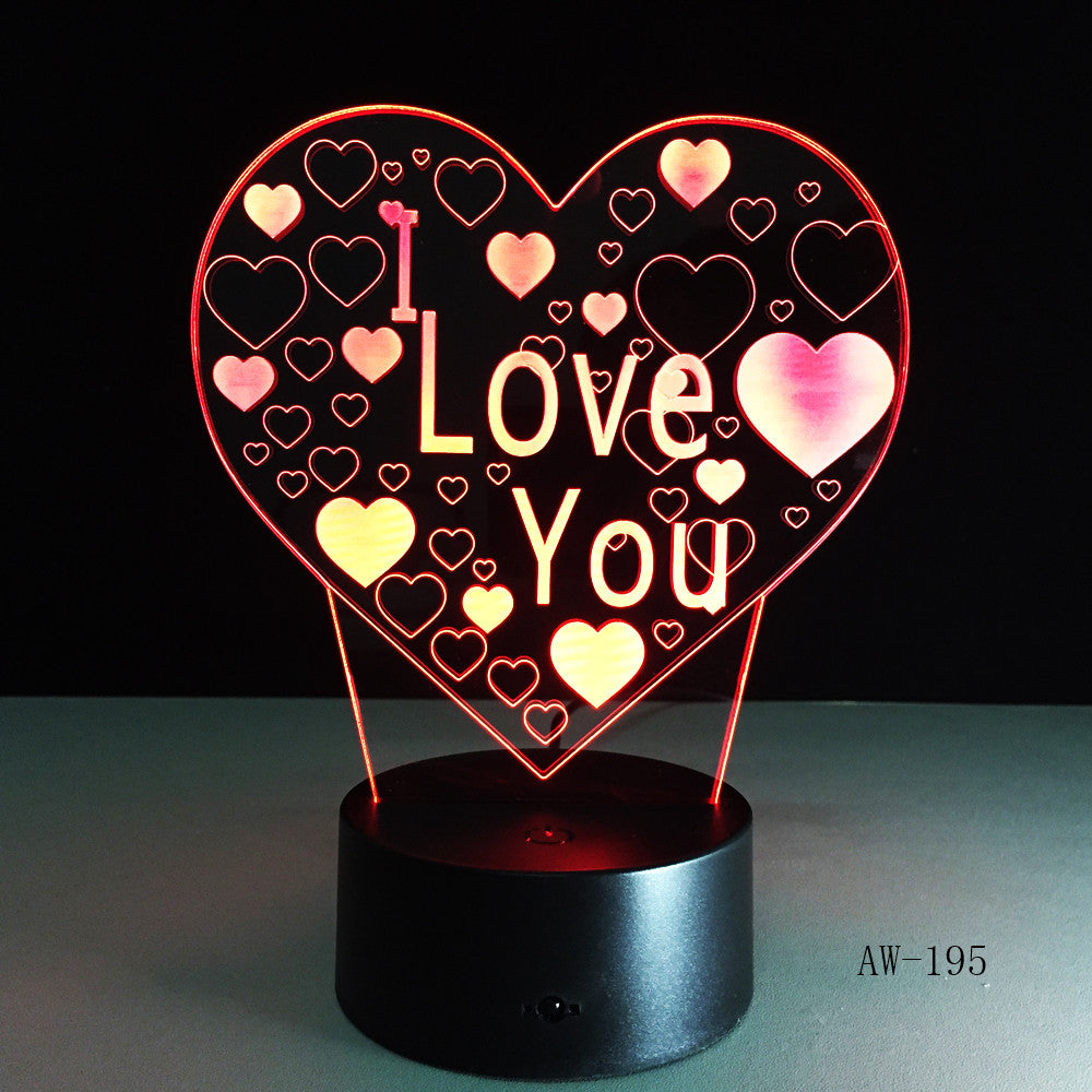 3D Led Night Light I Love U Usb Touch Remote Control 7 Colors Changable Glow In The Dark Toys Christmas Halloween Gift AW-195