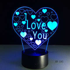 3D Led Night Light I Love U Usb Touch Remote Control 7 Colors Changable Glow In The Dark Toys Christmas Halloween Gift AW-195