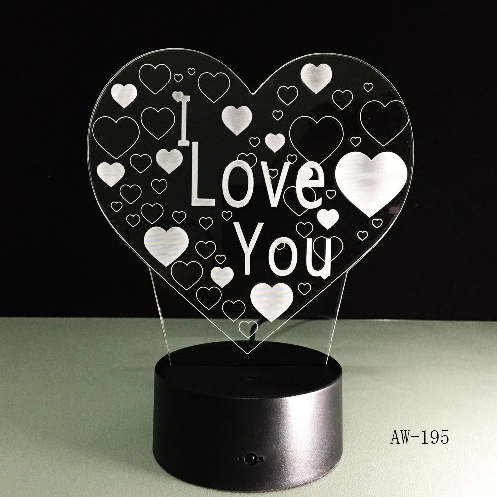 3D Led Night Light I Love U Usb Touch Remote Control 7 Colors Changable Glow In The Dark Toys Christmas Halloween Gift AW-195