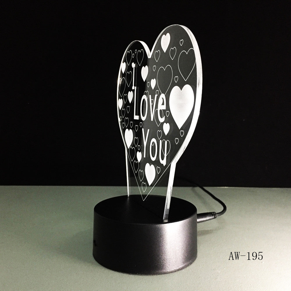 3D Led Night Light I Love U Usb Touch Remote Control 7 Colors Changable Glow In The Dark Toys Christmas Halloween Gift AW-195