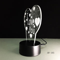 3D Led Night Light I Love U Usb Touch Remote Control 7 Colors Changable Glow In The Dark Toys Christmas Halloween Gift AW-195