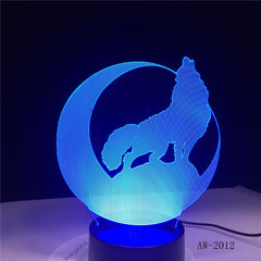 Cute Wolf 3D Night Light Creative Electric Illusion 3d Lamp LED 7 Color changing USB touch Desk Lamp For Kid's Gift AW-2102