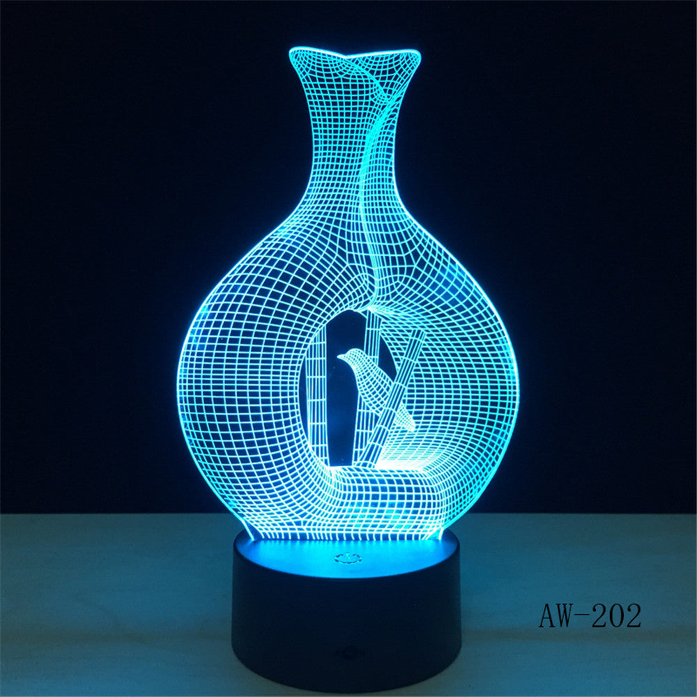 Bird Cage 3D Optical illusion Lamp LED Night Light Bird Decorative Hanging Rod Bird Cage Kid Room Night Light Table Lamp AW-202
