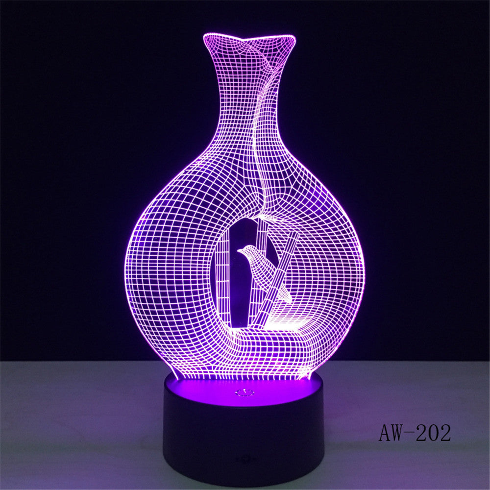 Bird Cage 3D Optical illusion Lamp LED Night Light Bird Decorative Hanging Rod Bird Cage Kid Room Night Light Table Lamp AW-202