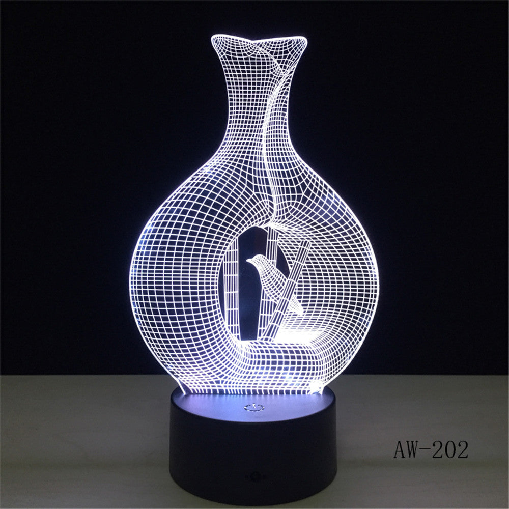 Bird Cage 3D Optical illusion Lamp LED Night Light Bird Decorative Hanging Rod Bird Cage Kid Room Night Light Table Lamp AW-202