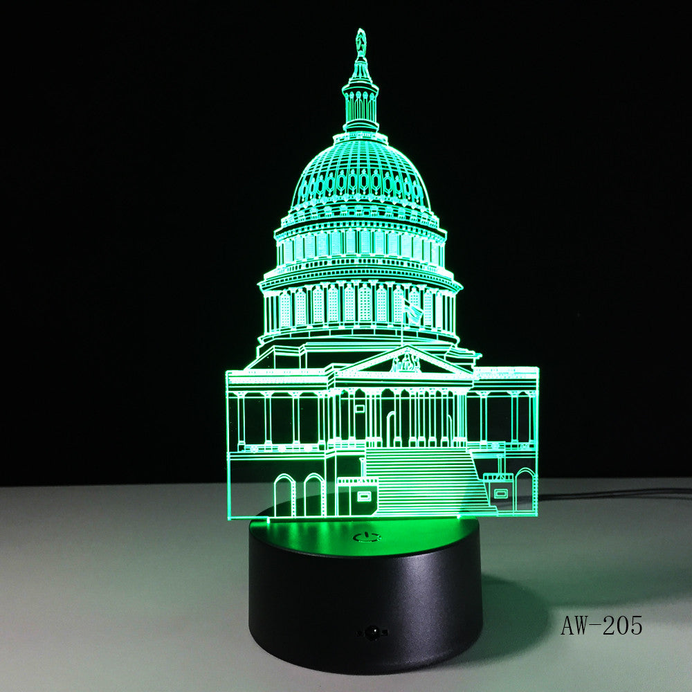 Crystal LED lights White House Night Lights 3D Stereo Visual Desk Lamp Creative Touch Switch Taj Mahal Usb Led Light Lamp AW-205