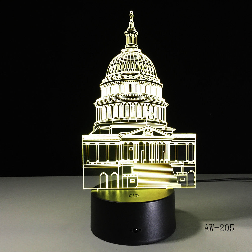 Crystal LED lights White House Night Lights 3D Stereo Visual Desk Lamp Creative Touch Switch Taj Mahal Usb Led Light Lamp AW-205