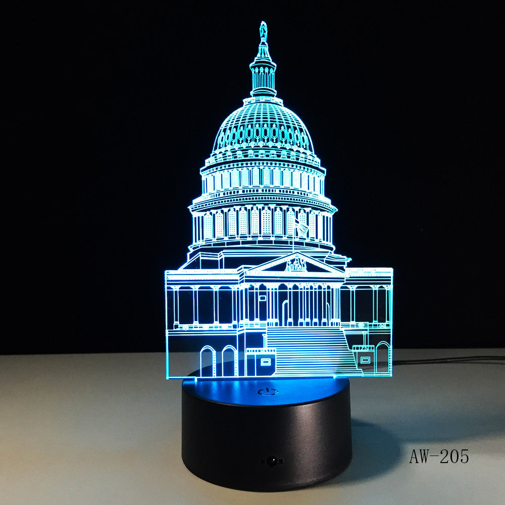 Crystal LED lights White House Night Lights 3D Stereo Visual Desk Lamp Creative Touch Switch Taj Mahal Usb Led Light Lamp AW-205