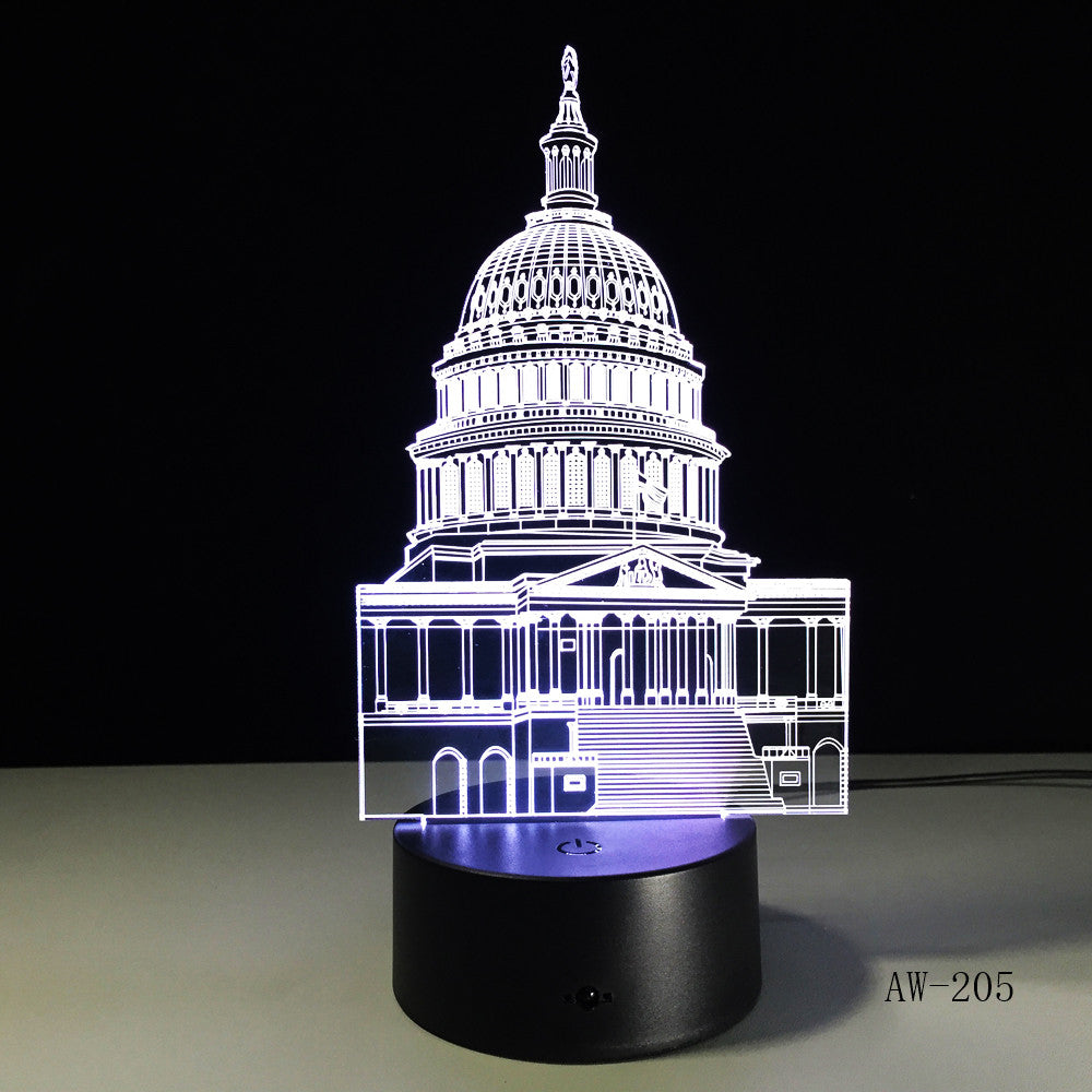 Crystal LED lights White House Night Lights 3D Stereo Visual Desk Lamp Creative Touch Switch Taj Mahal Usb Led Light Lamp AW-205