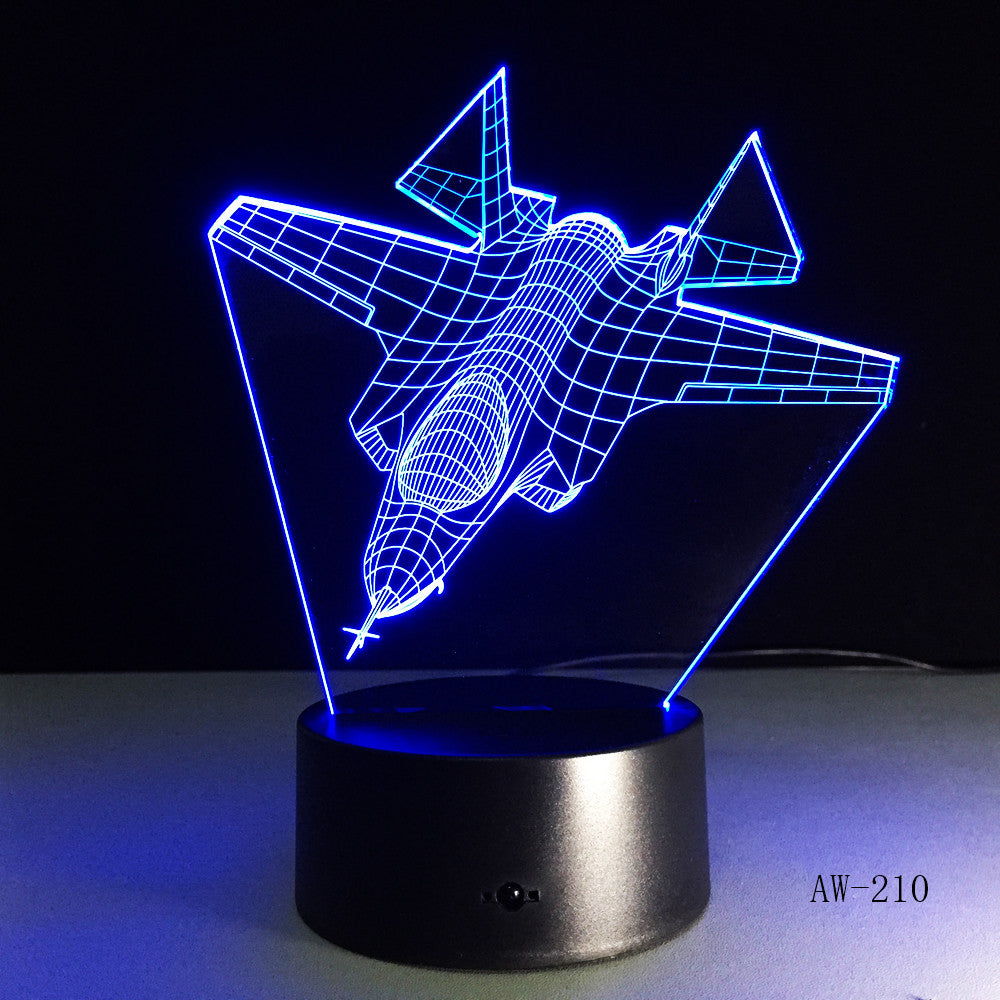Air Plane 3D Night Light LED Remote Touch Fighter Table Lamp 3D Lamp 7 Colors Changing Indoor Lamp As Children Gift Toy AW-210