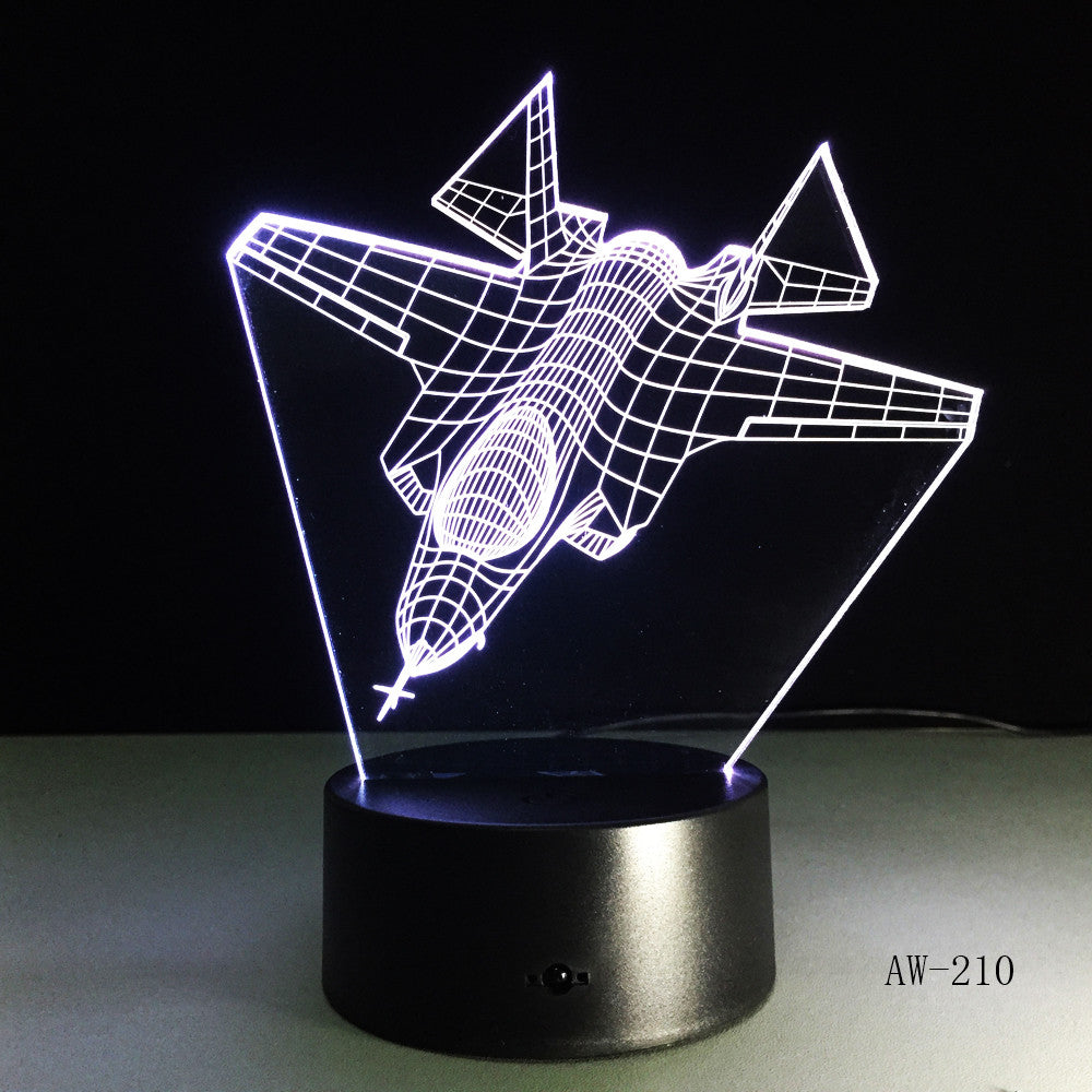 Air Plane 3D Night Light LED Remote Touch Fighter Table Lamp 3D Lamp 7 Colors Changing Indoor Lamp As Children Gift Toy AW-210