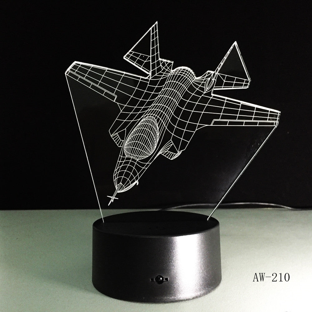 Air Plane 3D Night Light LED Remote Touch Fighter Table Lamp 3D Lamp 7 Colors Changing Indoor Lamp As Children Gift Toy AW-210