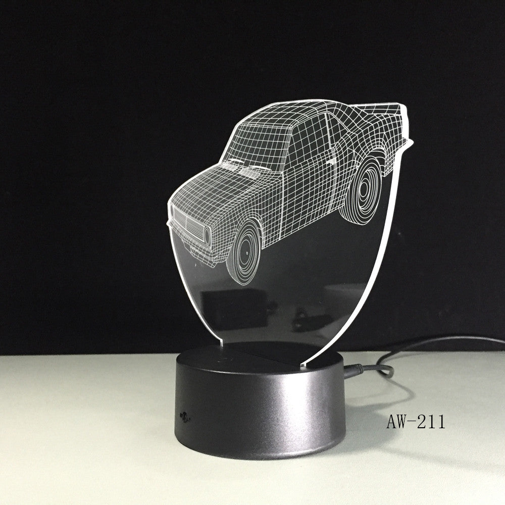 Car Model Toys 3D LED Illusion Nightlight LED Colors Change Touch Flash Light Glow in the Dark Desk Lamp Action Figure AW-211