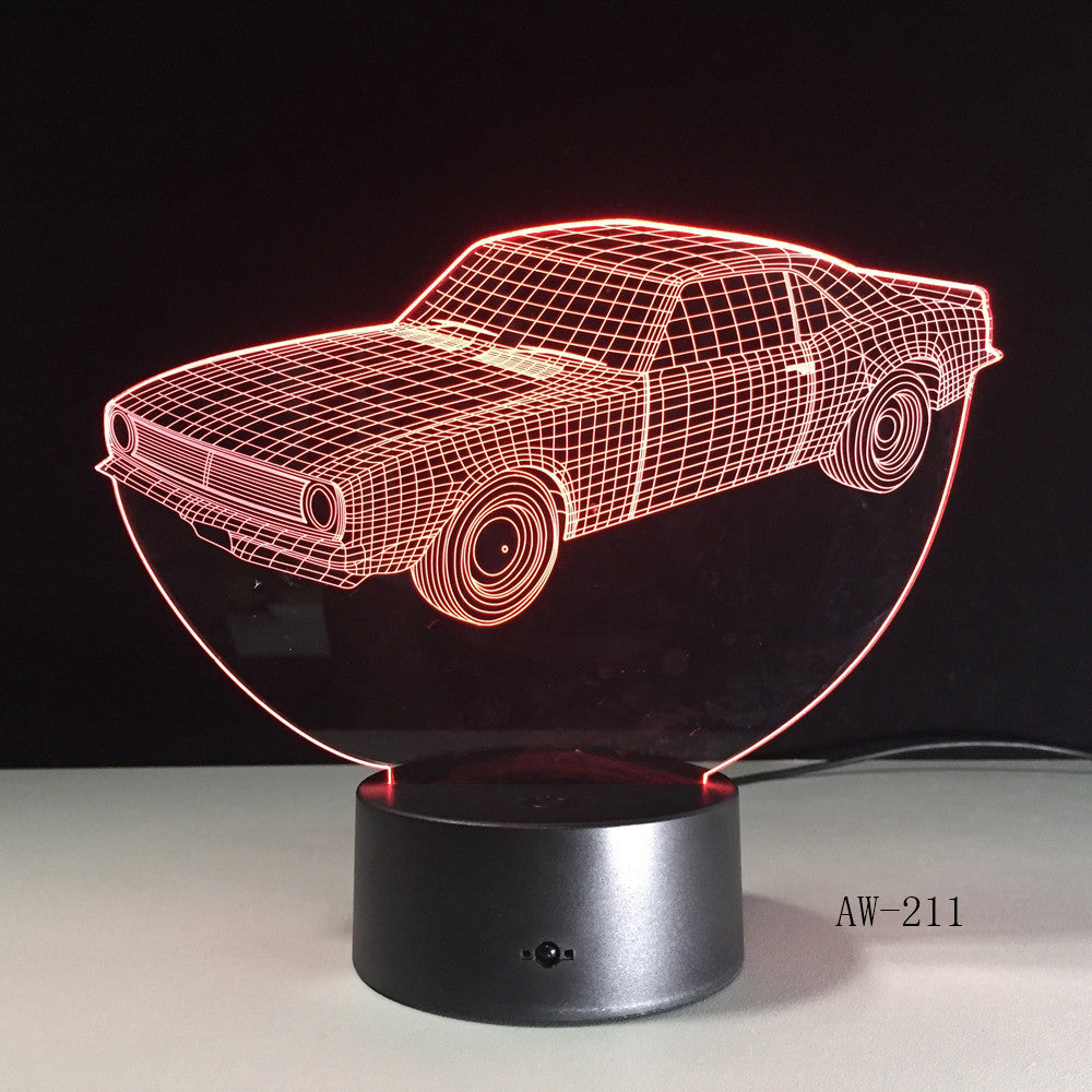 Car Model Toys 3D LED Illusion Nightlight LED Colors Change Touch Flash Light Glow in the Dark Desk Lamp Action Figure AW-211