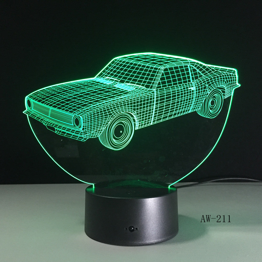 Car Model Toys 3D LED Illusion Nightlight LED Colors Change Touch Flash Light Glow in the Dark Desk Lamp Action Figure AW-211