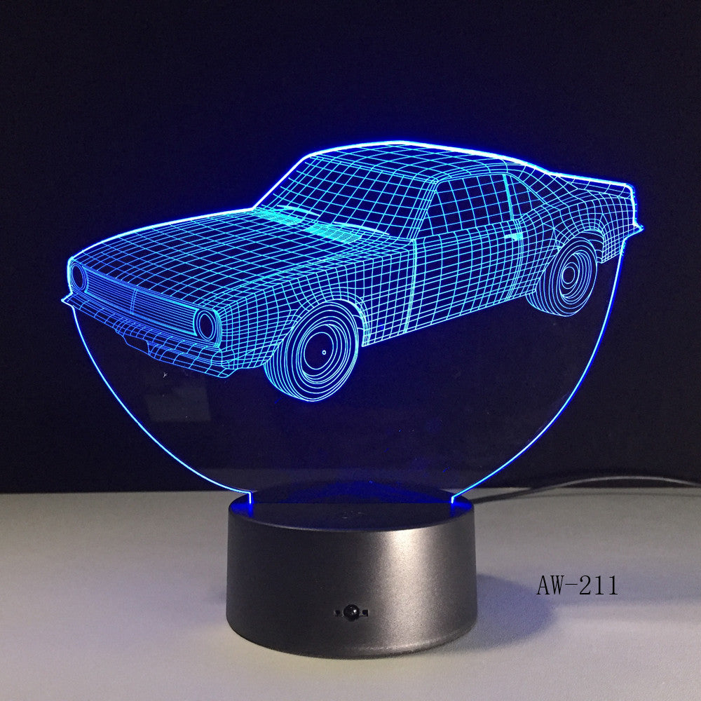 Car Model Toys 3D LED Illusion Nightlight LED Colors Change Touch Flash Light Glow in the Dark Desk Lamp Action Figure AW-211