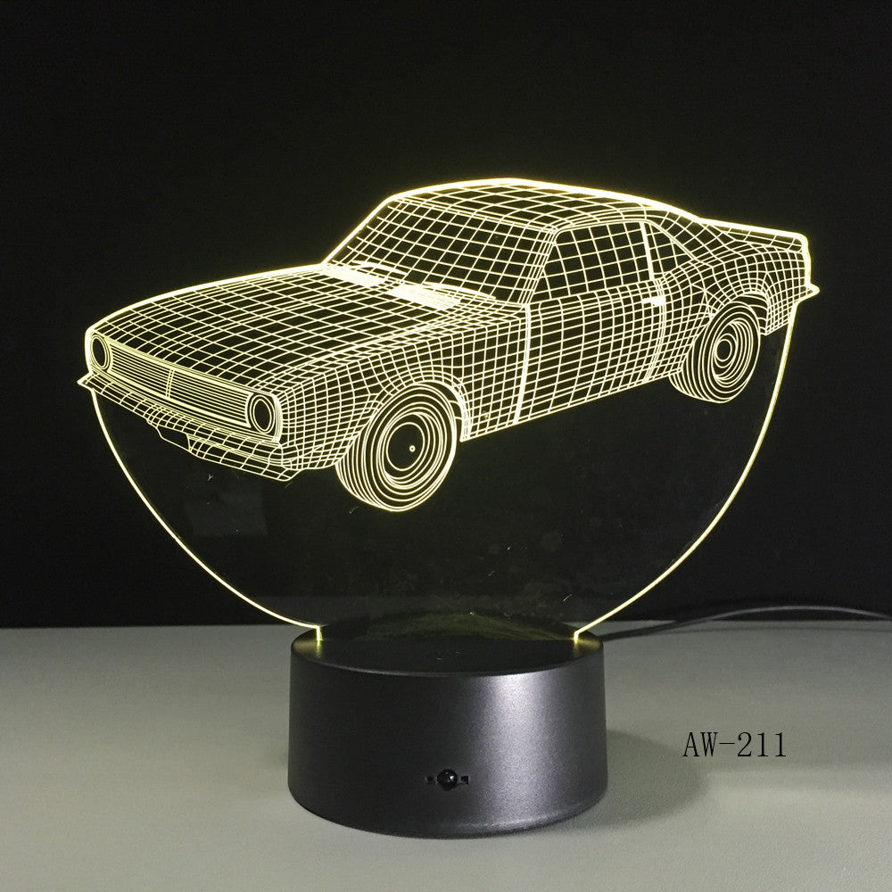 Car Model Toys 3D LED Illusion Nightlight LED Colors Change Touch Flash Light Glow in the Dark Desk Lamp Action Figure AW-211