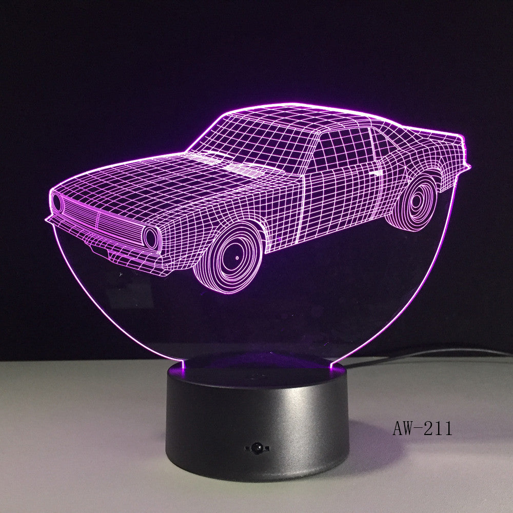 Car Model Toys 3D LED Illusion Nightlight LED Colors Change Touch Flash Light Glow in the Dark Desk Lamp Action Figure AW-211