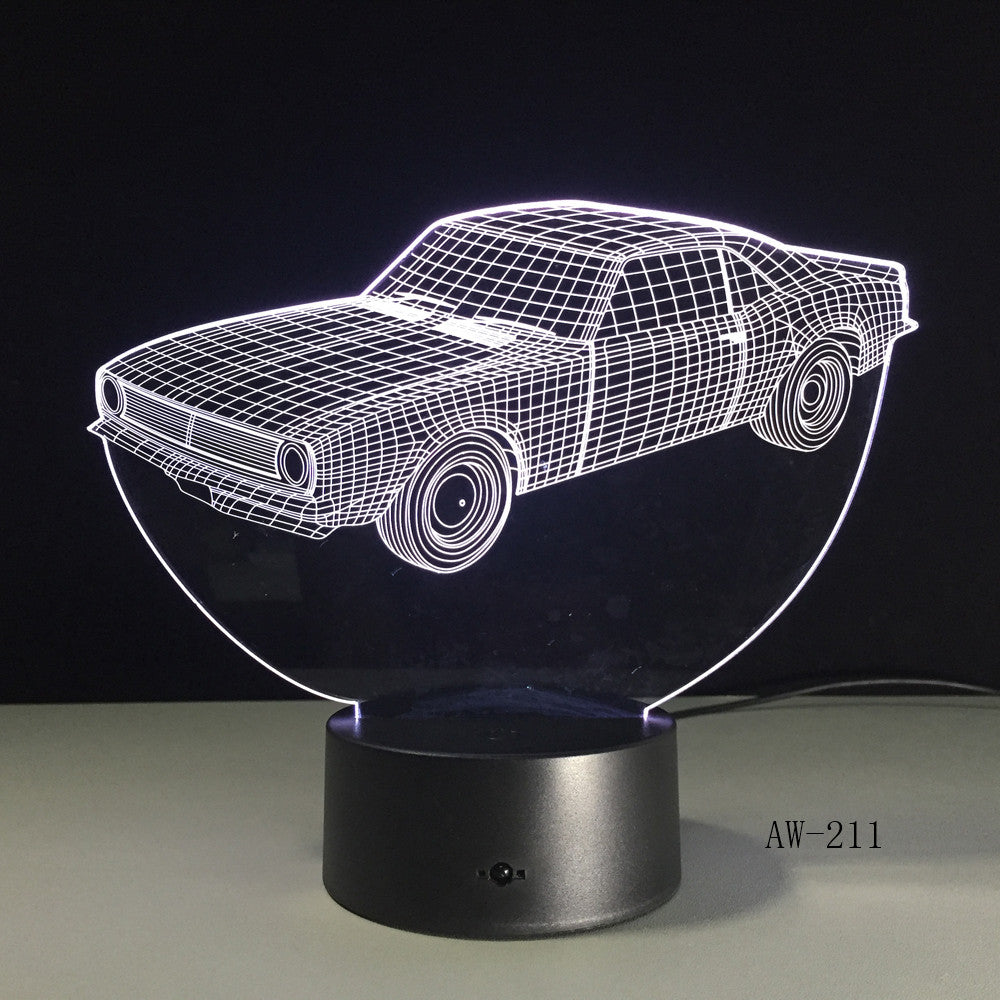 Car Model Toys 3D LED Illusion Nightlight LED Colors Change Touch Flash Light Glow in the Dark Desk Lamp Action Figure AW-211