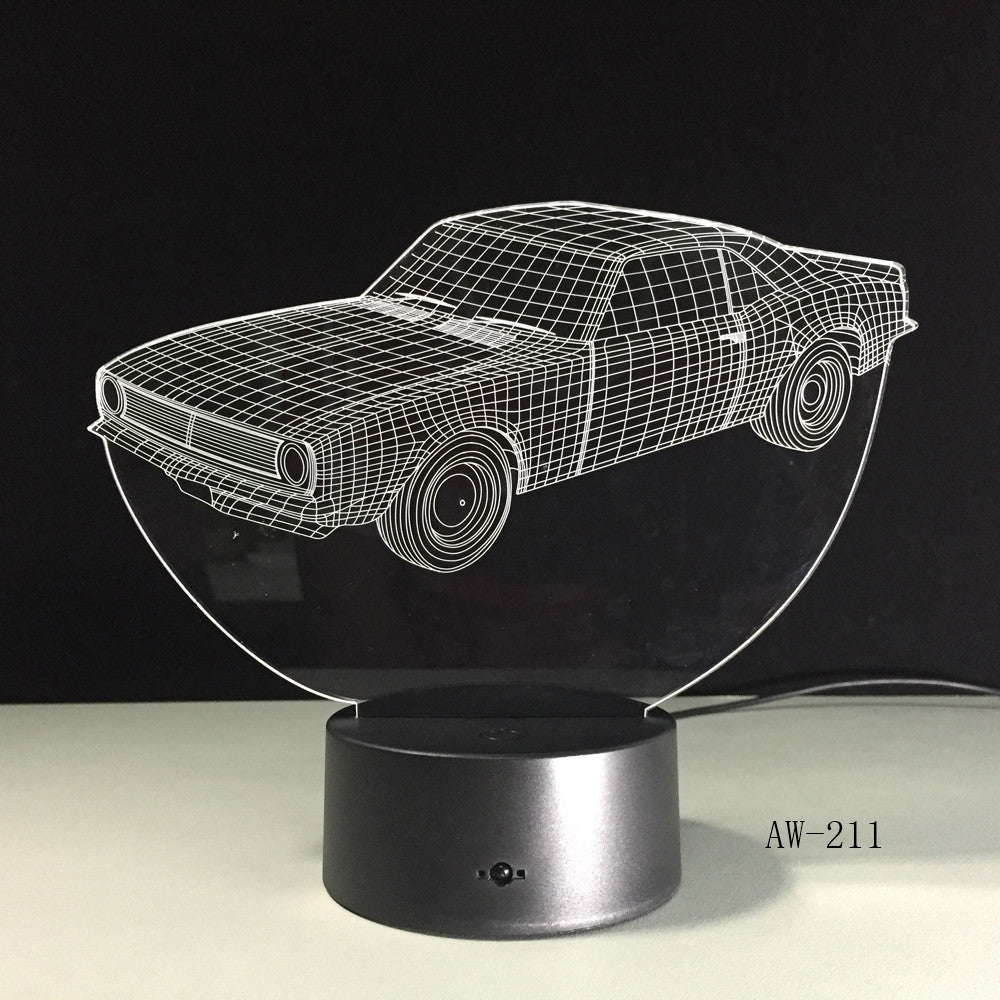 Car Model Toys 3D LED Illusion Nightlight LED Colors Change Touch Flash Light Glow in the Dark Desk Lamp Action Figure AW-211
