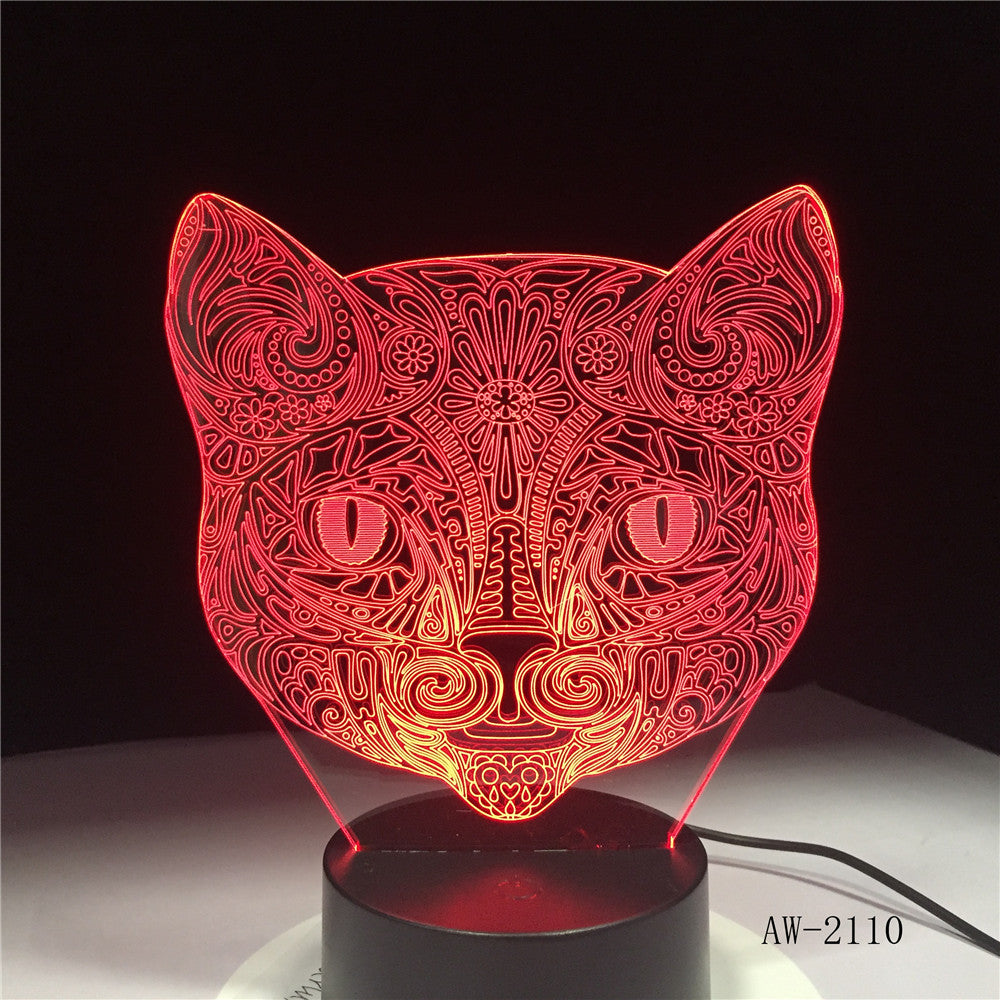 Big Face Cat 3D Illusion Lamp USB LED Touch Sensor Light 7 Colors Remote Control LED Table Lamp Luminaria Night Light AW-2110