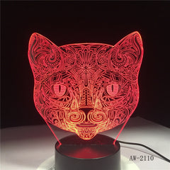 Big Face Cat 3D Illusion Lamp USB LED Touch Sensor Light 7 Colors Remote Control LED Table Lamp Luminaria Night Light AW-2110