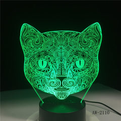 Big Face Cat 3D Illusion Lamp USB LED Touch Sensor Light 7 Colors Remote Control LED Table Lamp Luminaria Night Light AW-2110