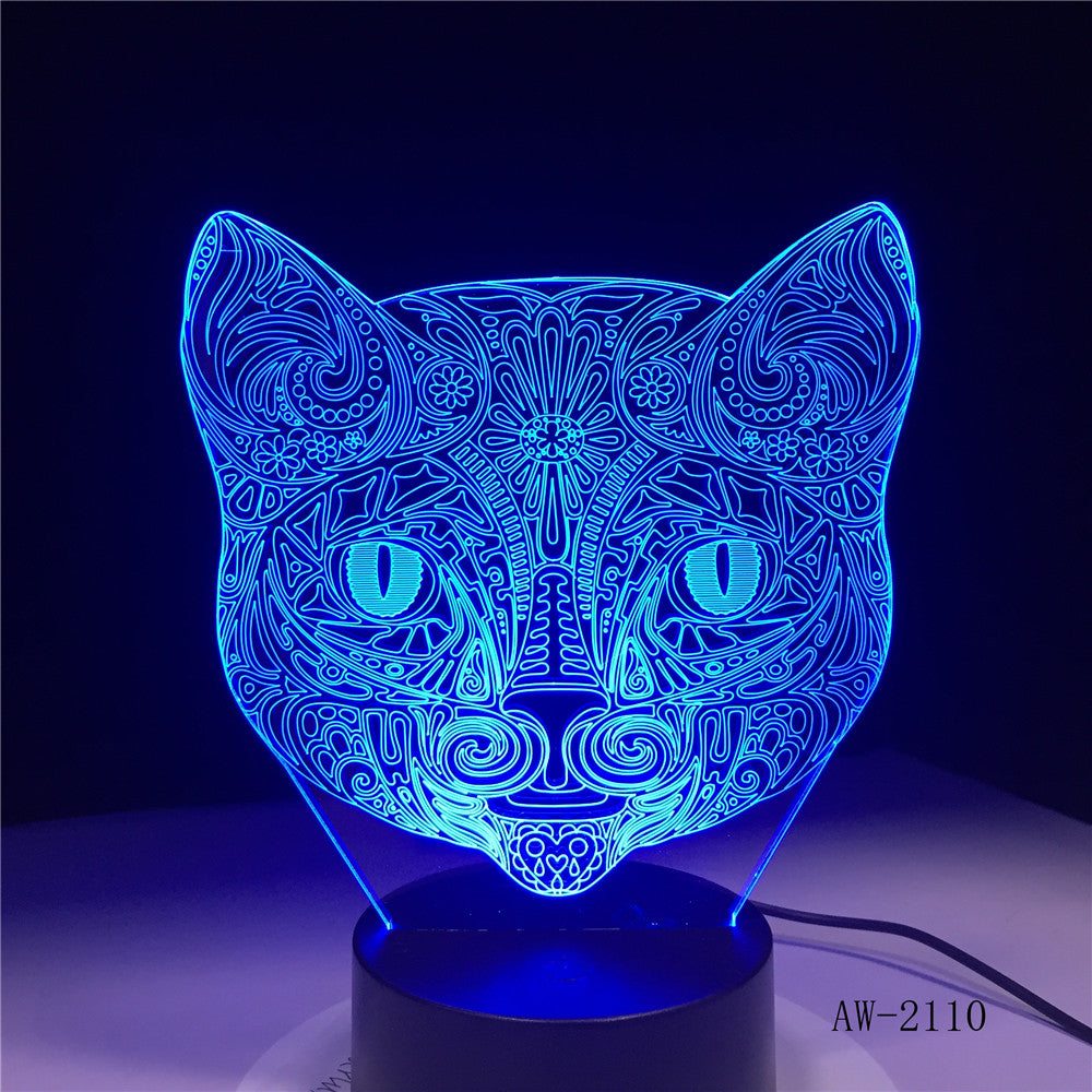 Big Face Cat 3D Illusion Lamp USB LED Touch Sensor Light 7 Colors Remote Control LED Table Lamp Luminaria Night Light AW-2110