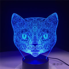 Big Face Cat 3D Illusion Lamp USB LED Touch Sensor Light 7 Colors Remote Control LED Table Lamp Luminaria Night Light AW-2110