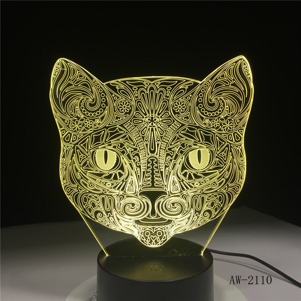 Big Face Cat 3D Illusion Lamp USB LED Touch Sensor Light 7 Colors Remote Control LED Table Lamp Luminaria Night Light AW-2110
