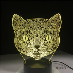 Big Face Cat 3D Illusion Lamp USB LED Touch Sensor Light 7 Colors Remote Control LED Table Lamp Luminaria Night Light AW-2110