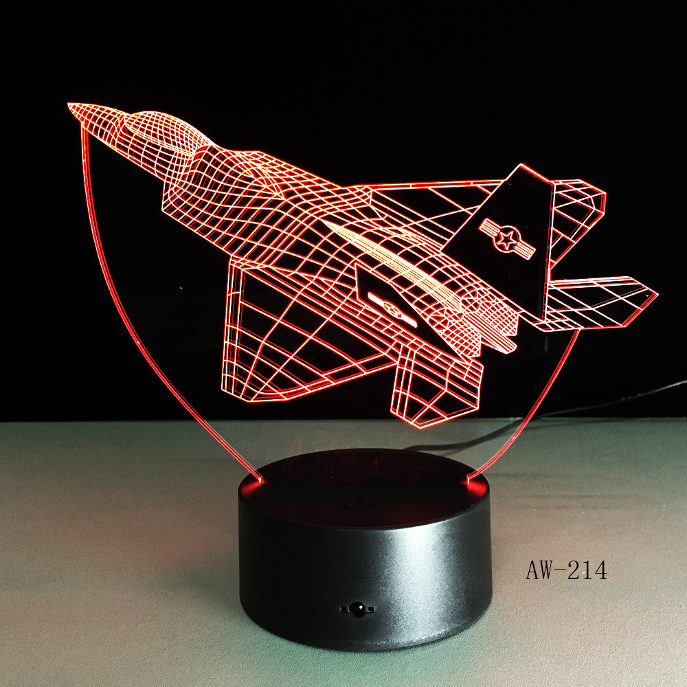 3d Led Night Light Warcraft Plane Model illusion Lampara Kids Gift Fighter Decorative Light Warplane Table Lamp Bedside AW-214
