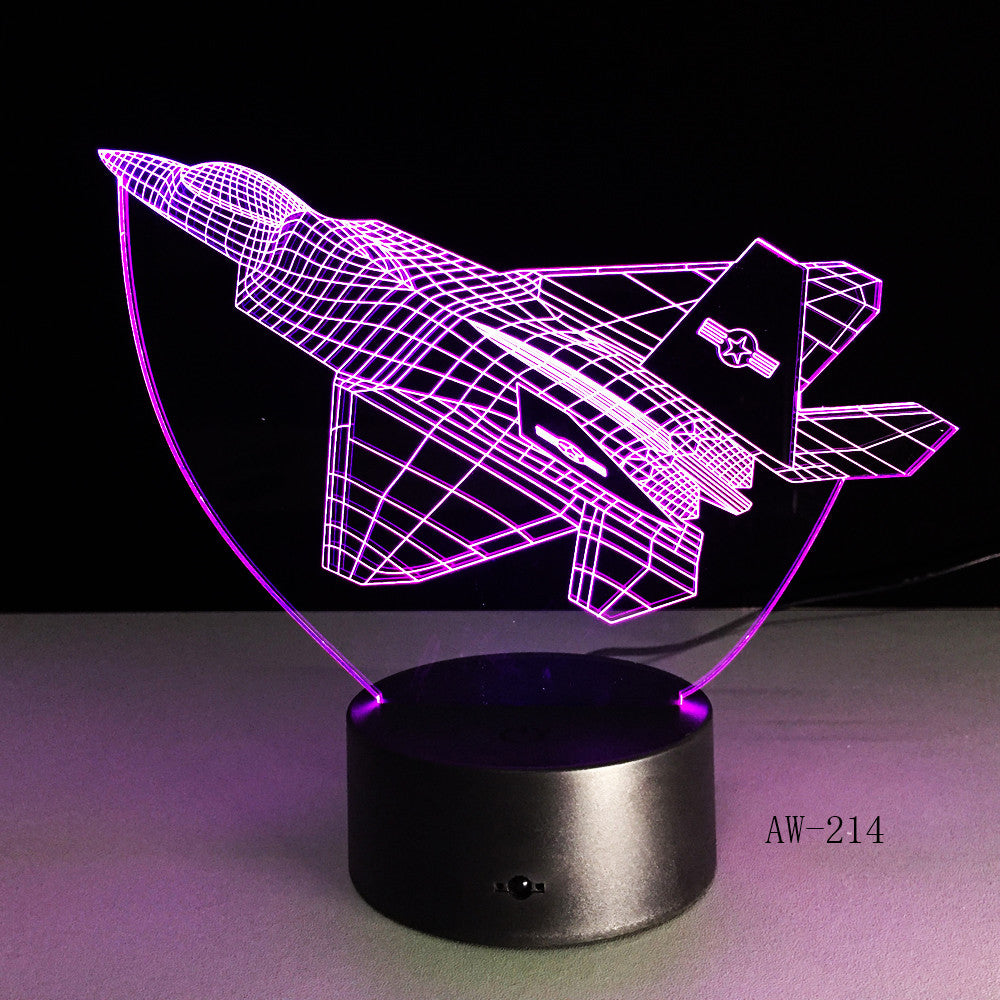 3d Led Night Light Warcraft Plane Model illusion Lampara Kids Gift Fighter Decorative Light Warplane Table Lamp Bedside AW-214