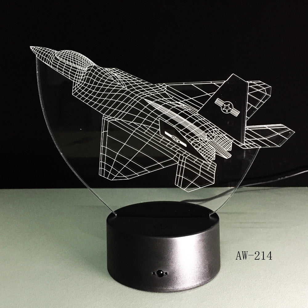 3d Led Night Light Warcraft Plane Model illusion Lampara Kids Gift Fighter Decorative Light Warplane Table Lamp Bedside AW-214