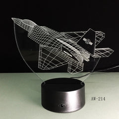 3d Led Night Light Warcraft Plane Model illusion Lampara Kids Gift Fighter Decorative Light Warplane Table Lamp Bedside AW-214