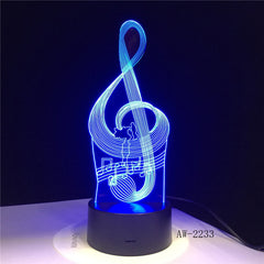 Music Cool Note Bass 3D LED LAMP NIGHT LIGHT for Musicians Home Table Decoration Birthday Christmas Present Gift AW-2233