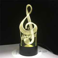 Music Cool Note Bass 3D LED LAMP NIGHT LIGHT for Musicians Home Table Decoration Birthday Christmas Present Gift AW-2233