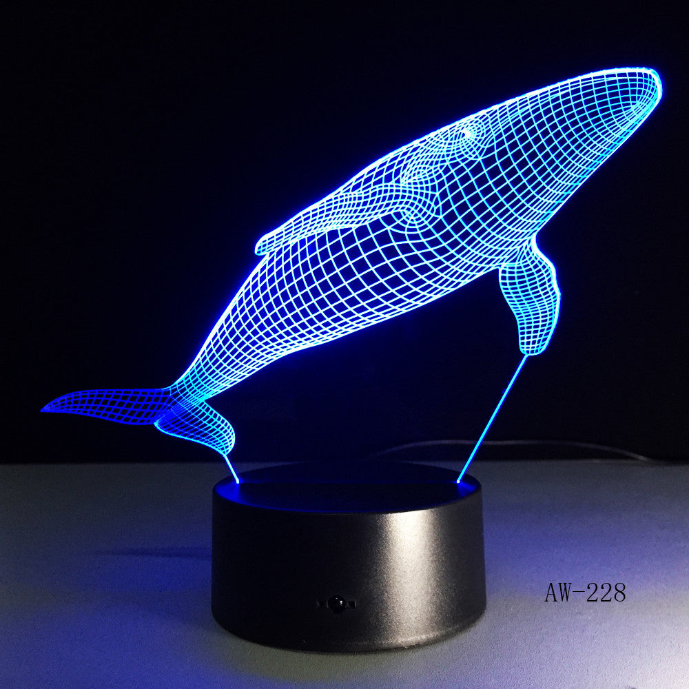 Shark Model 3D LED Lamp Creative Desk Lamp Visual Night Light USB Color-changing Light As Children's Gift Drop Shipping AW-228