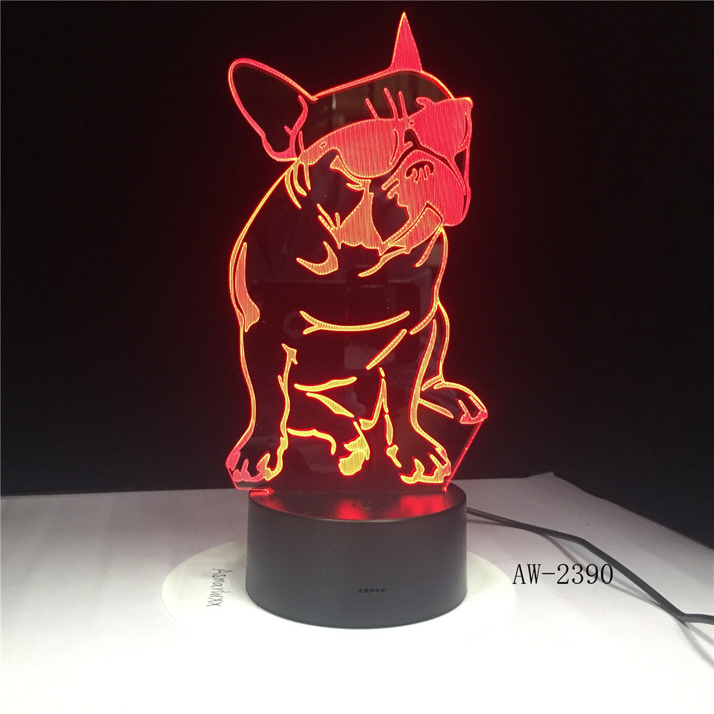 Cute Dog Illusion 3D Led Lamp LED 7 Color Change Touch Led 3D Night Light Kids Lampara Baby Sleeping Party Decor Light AW-2390