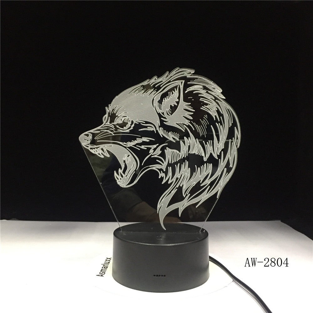 Fierce Wolfs 3D Head Table Lamp LED USB Creative Baby Sleep Night Light Bedside Light Fixture Bedroom Decor Kids Gifts AW-2804