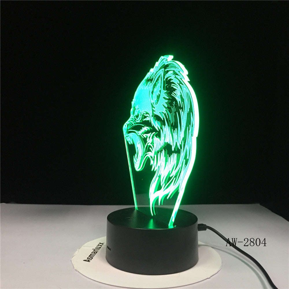 Fierce Wolfs 3D Head Table Lamp LED USB Creative Baby Sleep Night Light Bedside Light Fixture Bedroom Decor Kids Gifts AW-2804