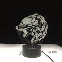 Fierce Wolfs 3D Head Table Lamp LED USB Creative Baby Sleep Night Light Bedside Light Fixture Bedroom Decor Kids Gifts AW-2804