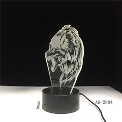 Fierce Wolfs 3D Head Table Lamp LED USB Creative Baby Sleep Night Light Bedside Light Fixture Bedroom Decor Kids Gifts AW-2804