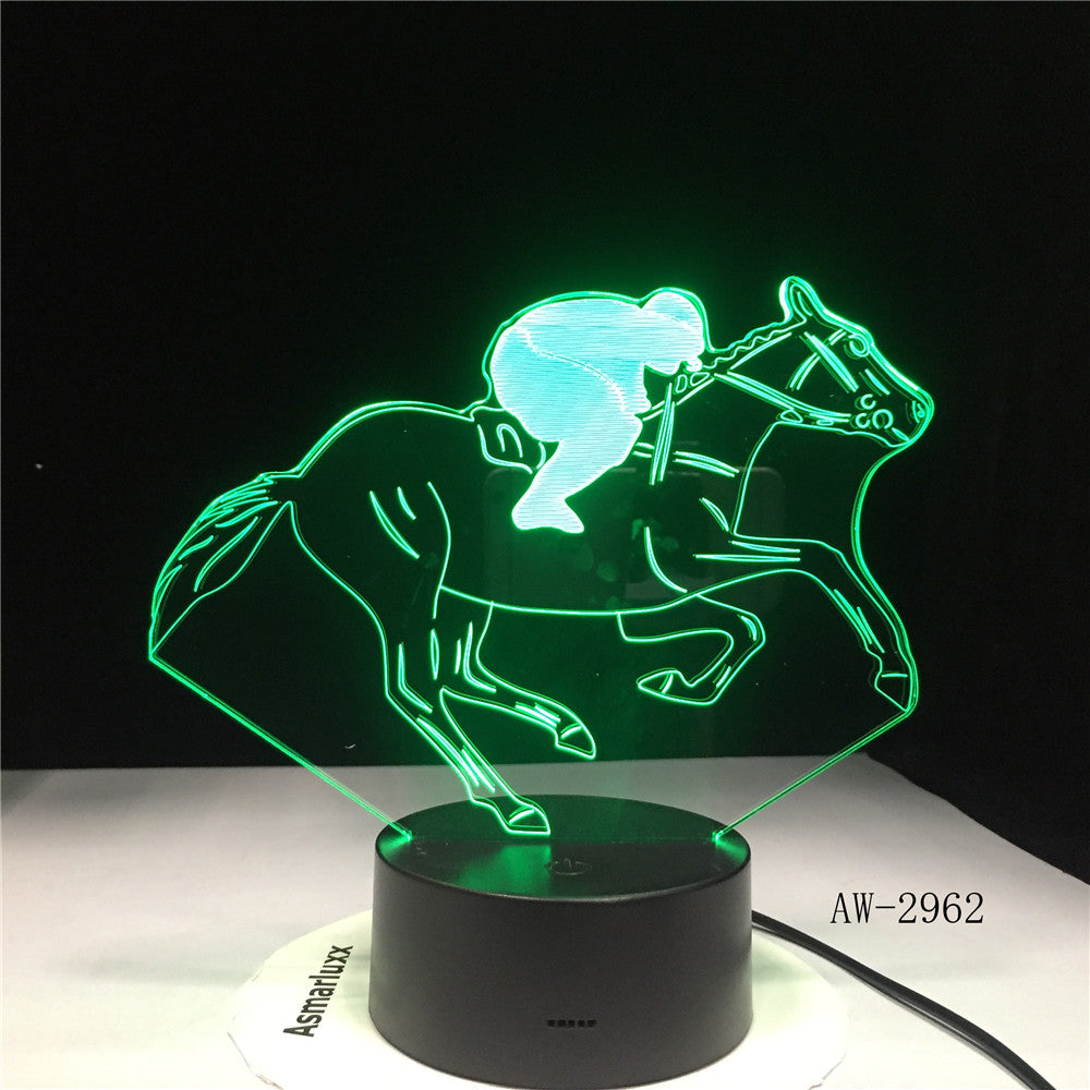 Horse Racing Model 3D Night Light USB Novelty Gifts 7 Colors Changing LED Desk Table Touch Base Lamp Kids Gift Dropship AW-2962