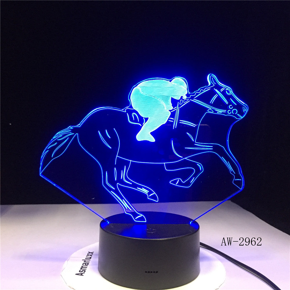 Horse Racing Model 3D Night Light USB Novelty Gifts 7 Colors Changing LED Desk Table Touch Base Lamp Kids Gift Dropship AW-2962