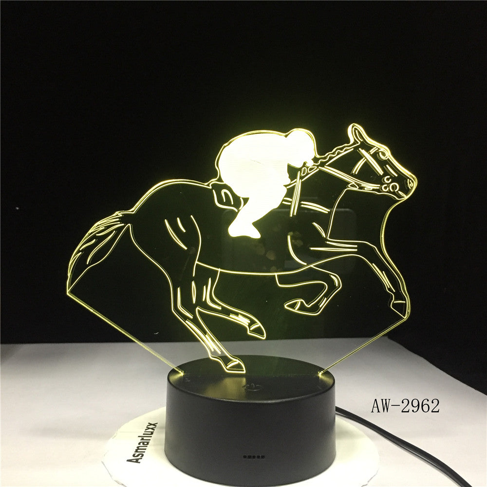 Horse Racing Model 3D Night Light USB Novelty Gifts 7 Colors Changing LED Desk Table Touch Base Lamp Kids Gift Dropship AW-2962
