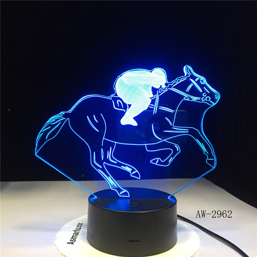 Horse Racing Model 3D Night Light USB Novelty Gifts 7 Colors Changing LED Desk Table Touch Base Lamp Kids Gift Dropship AW-2962